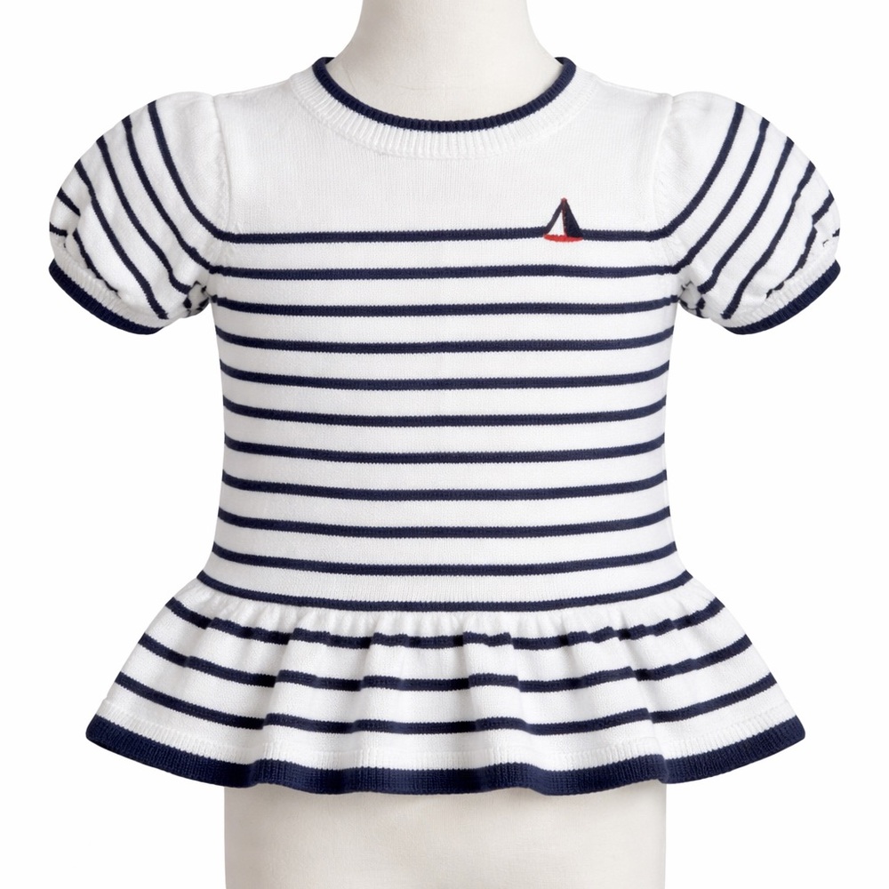 Janie and Jack Nautical Navy and White Striped Peplum Top Size 3T